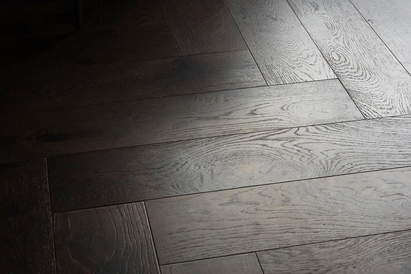 Close detail of dark brushed oak boards